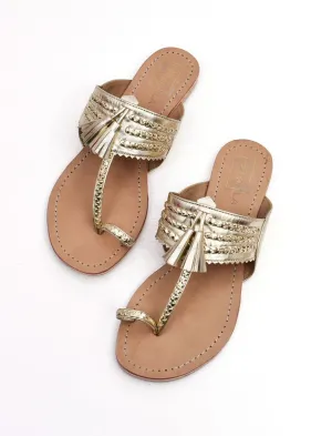 Sonya Gold Tassel Kolhapuri  Sandal