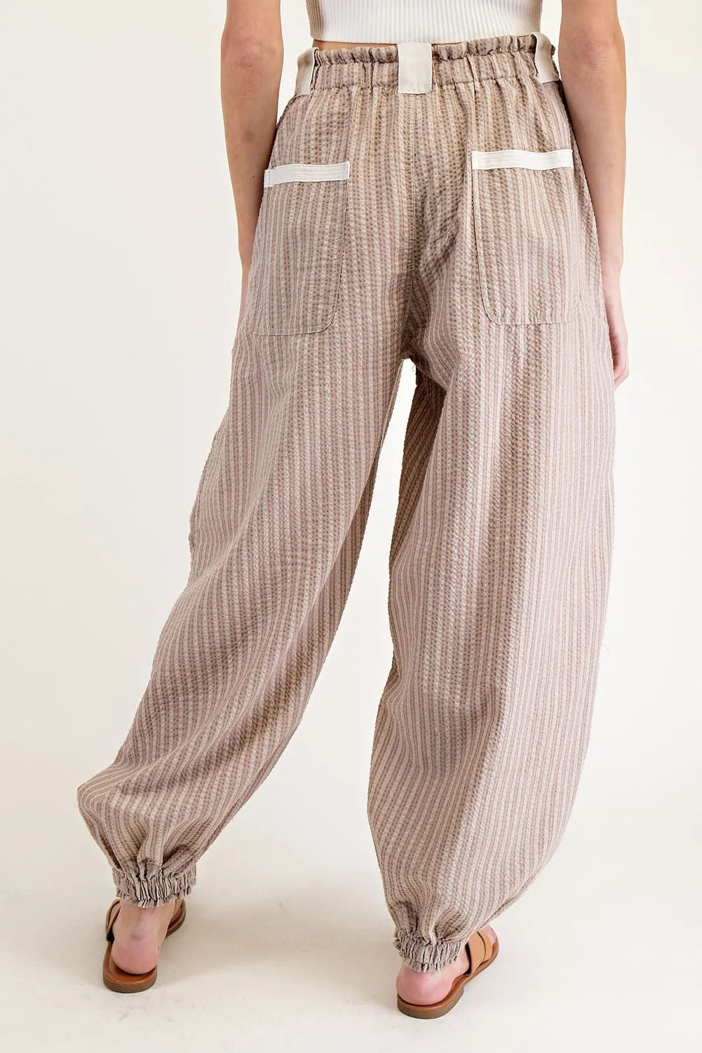 STRIPED DRAWSTRING SIDEPOCKET JOGGERS