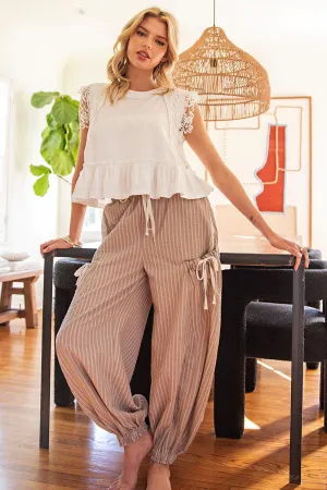 STRIPED DRAWSTRING SIDEPOCKET JOGGERS