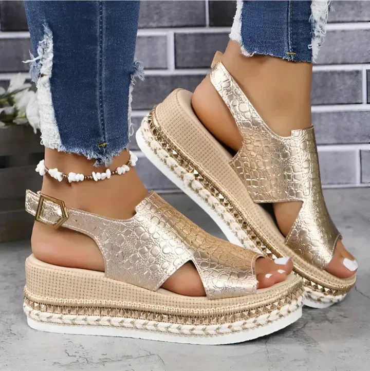 Stylish Platform Leather Wedge Sandals for Women