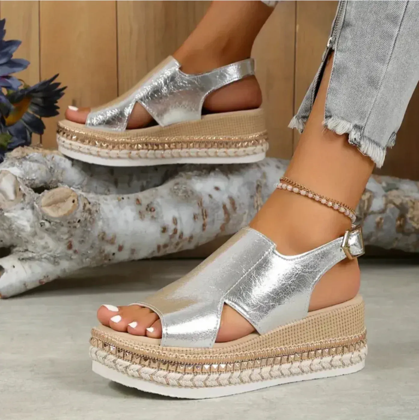 Stylish Platform Leather Wedge Sandals for Women