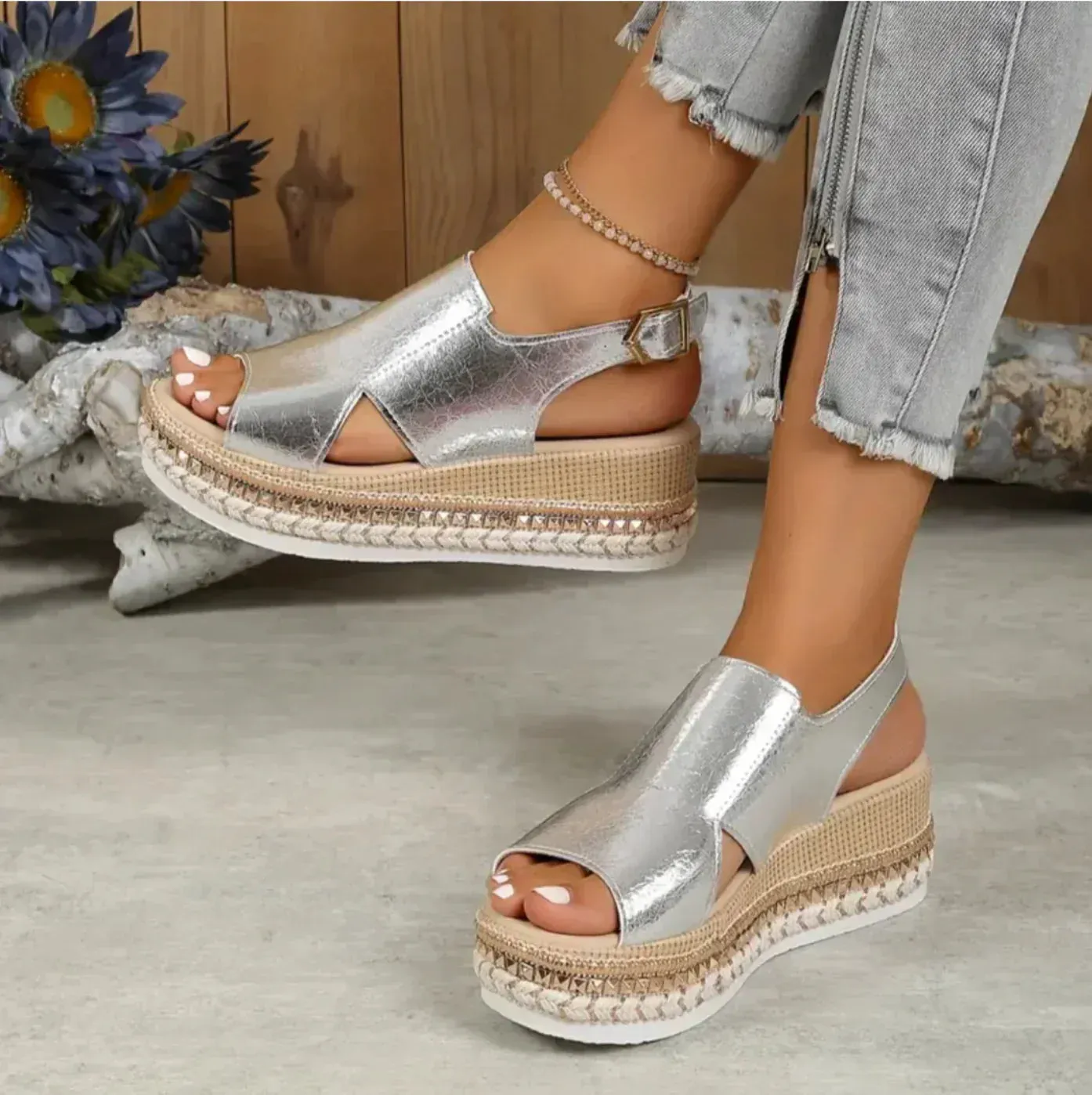 Stylish Platform Leather Wedge Sandals for Women