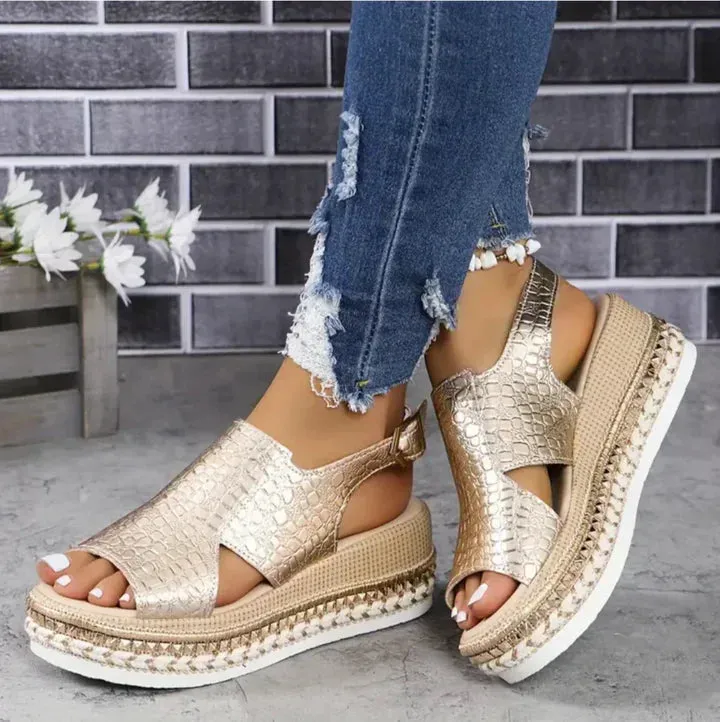 Stylish Platform Leather Wedge Sandals for Women