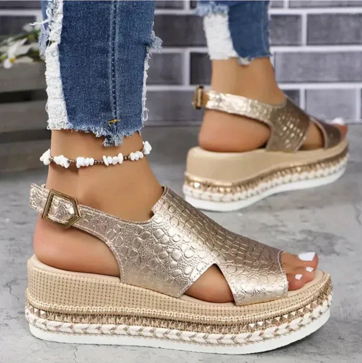 Stylish Platform Leather Wedge Sandals for Women