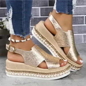 Stylish Platform Leather Wedge Sandals for Women