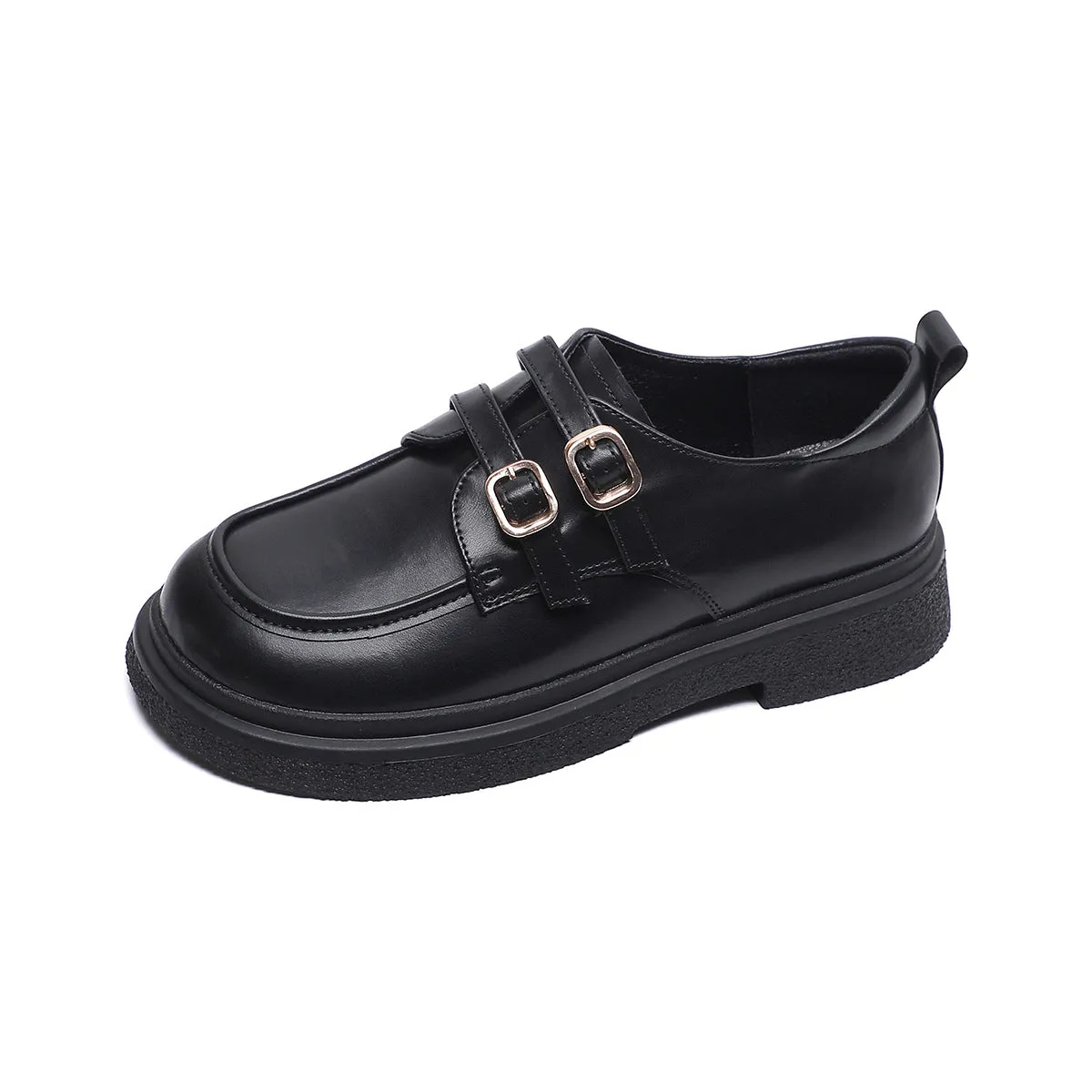 Thick-soled Loafers with Straps, Retro Soft-soled Women's Shoes