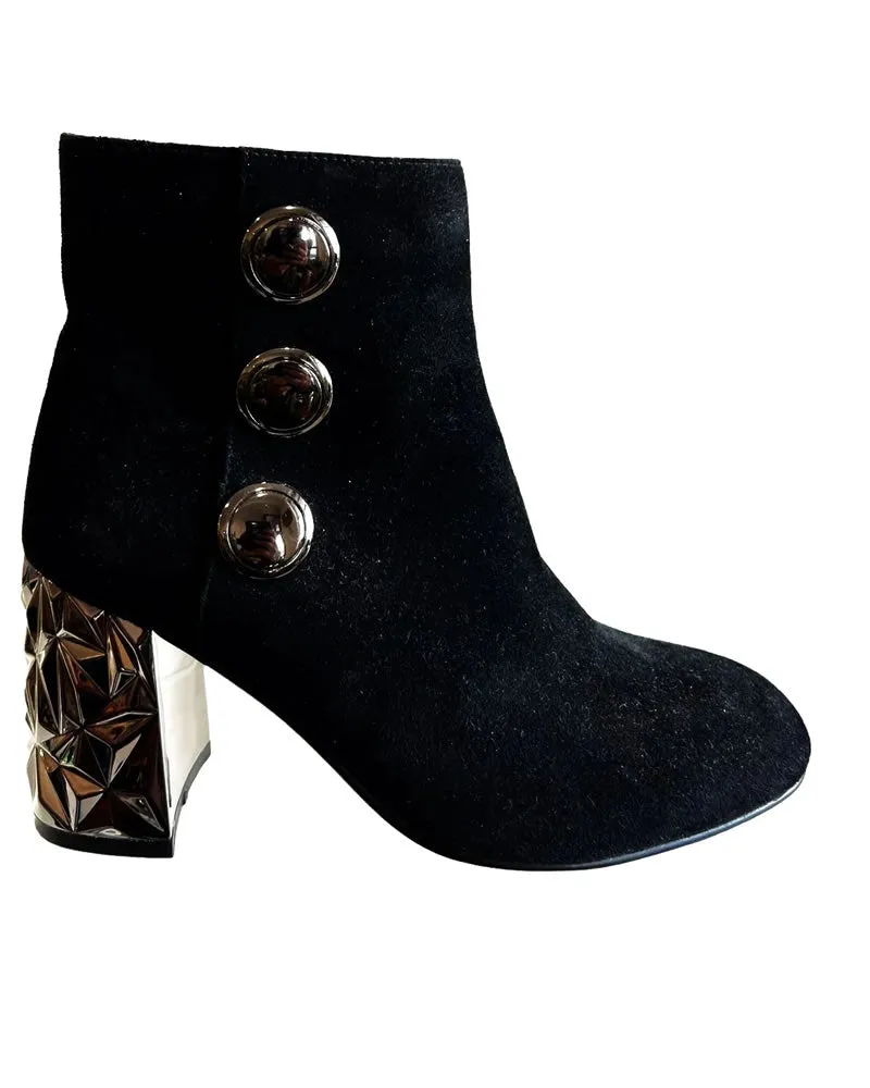Vago Hevontte Black Suede Leather Ankle Boots