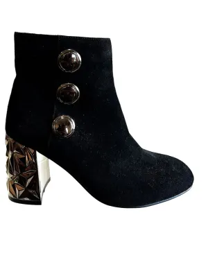 Vago Hevontte Black Suede Leather Ankle Boots