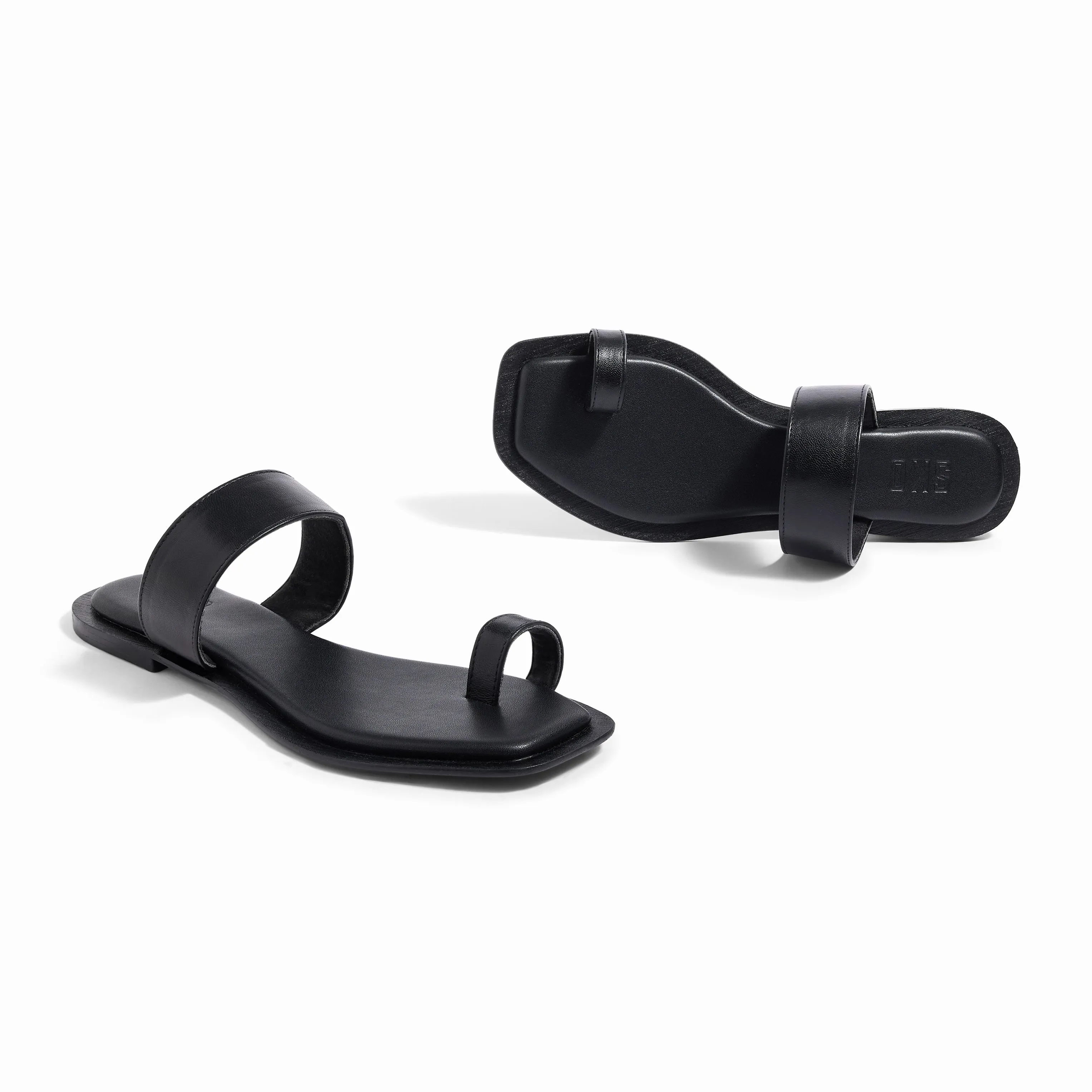 Venice Black Flat Sandals For Women