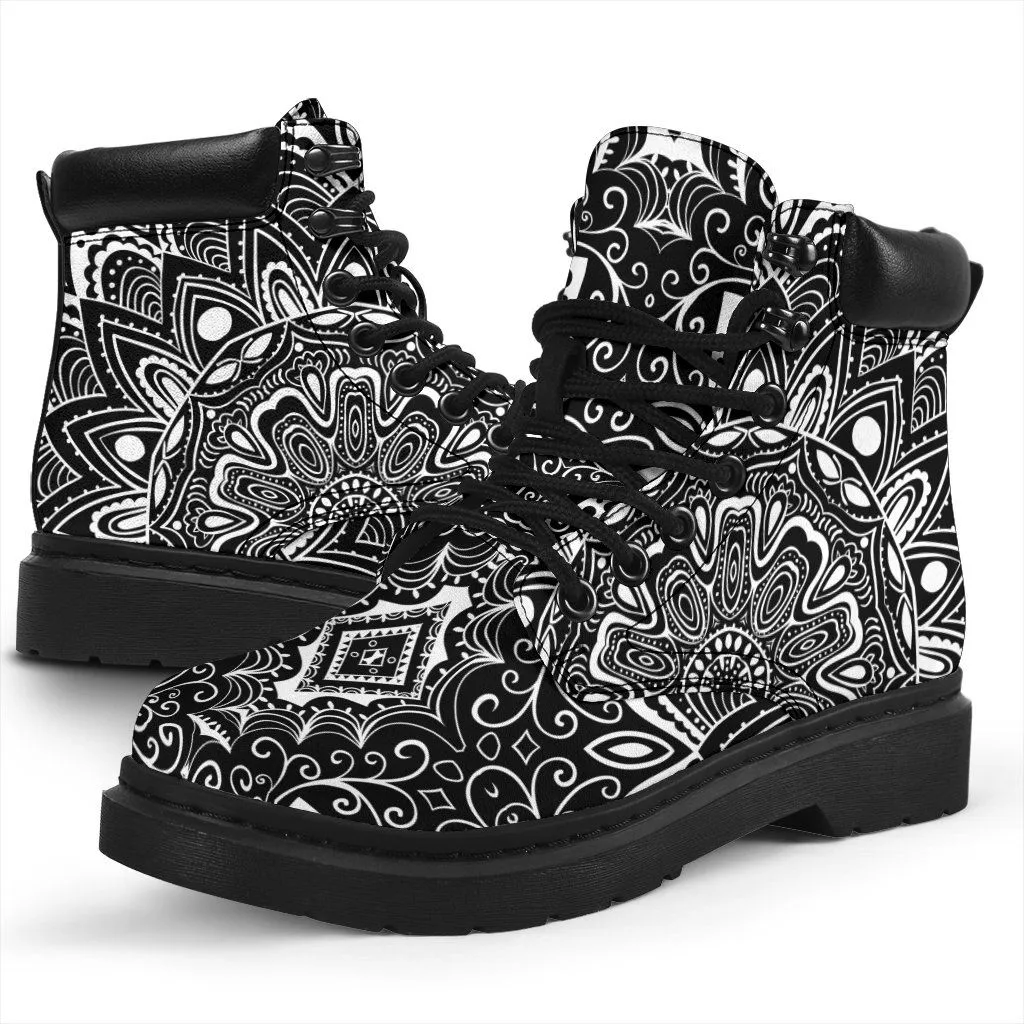 White mandala all weather boots