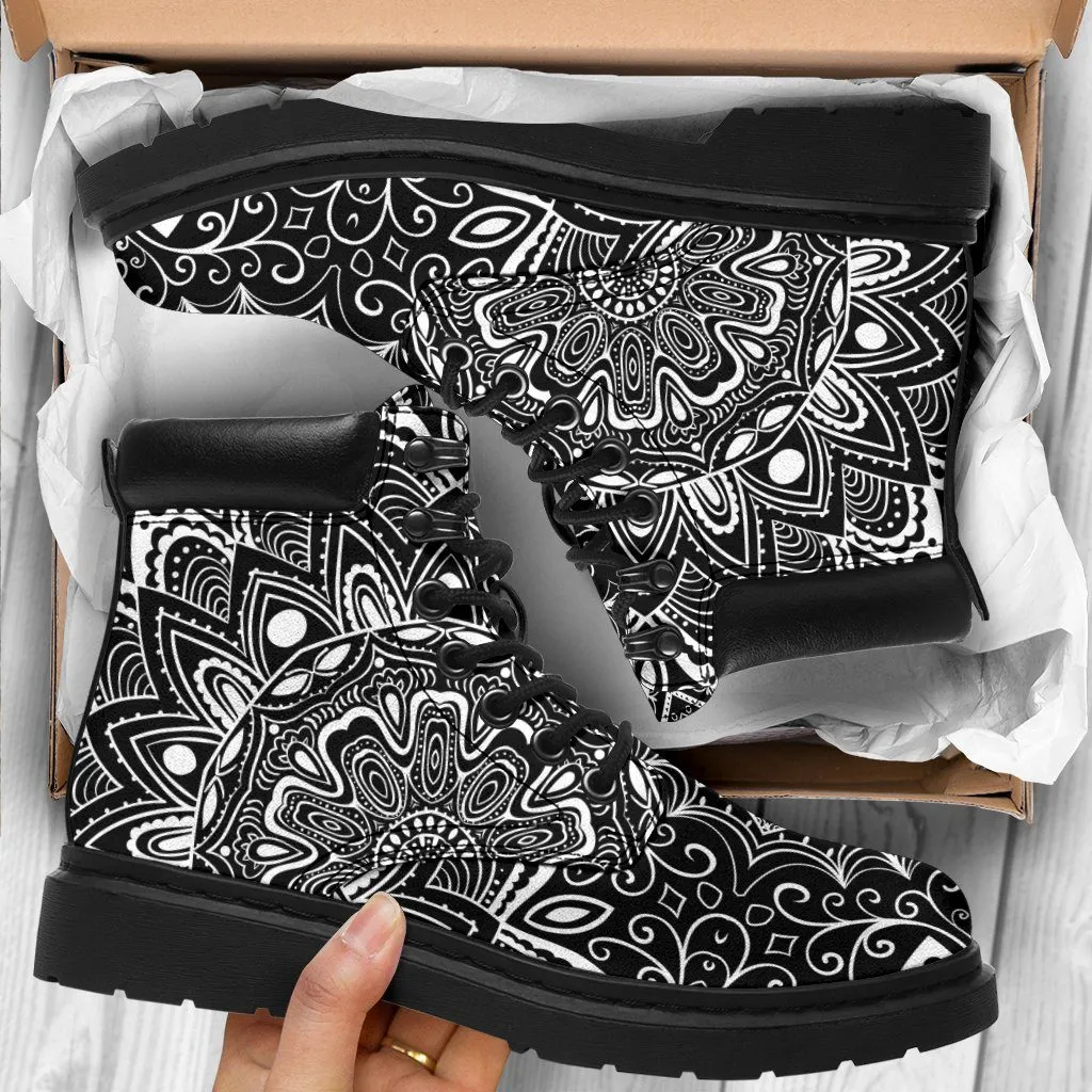 White mandala all weather boots