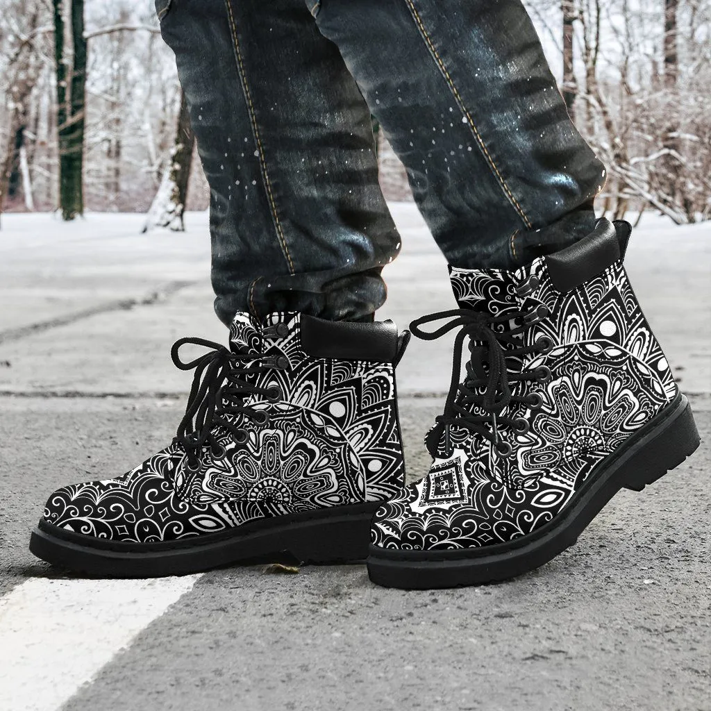 White mandala all weather boots