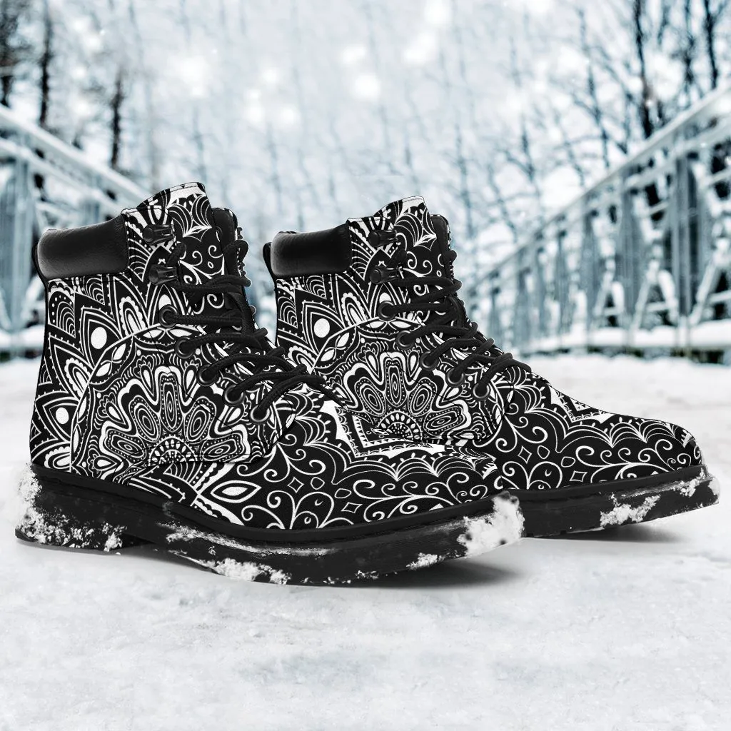 White mandala all weather boots