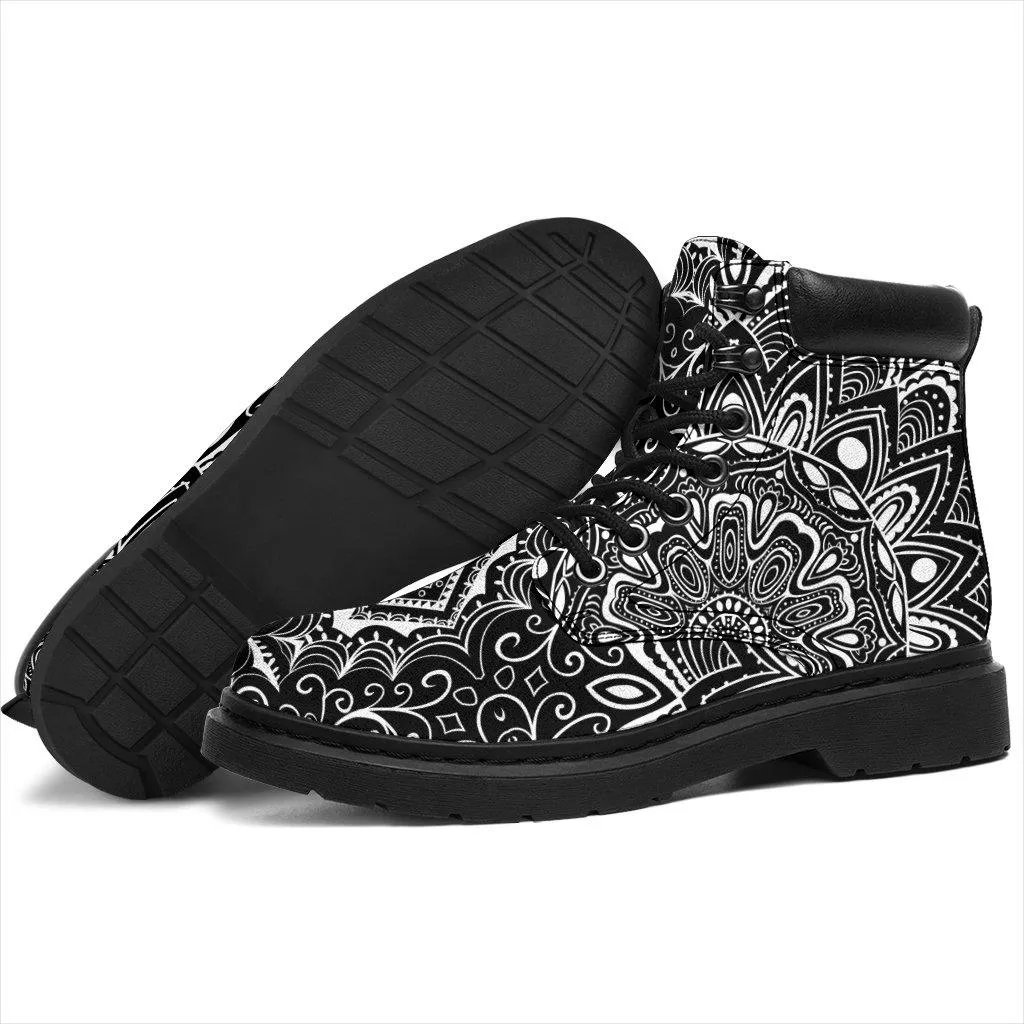 White mandala all weather boots