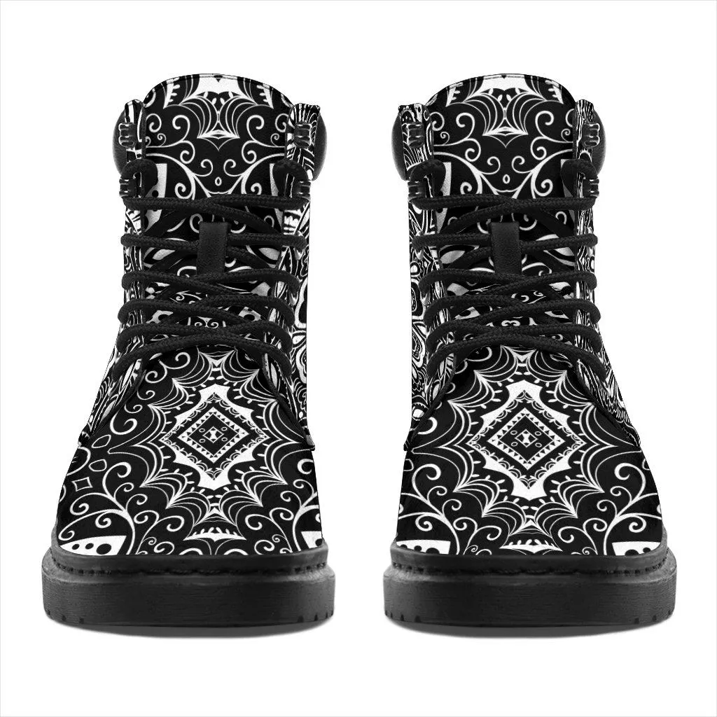 White mandala all weather boots