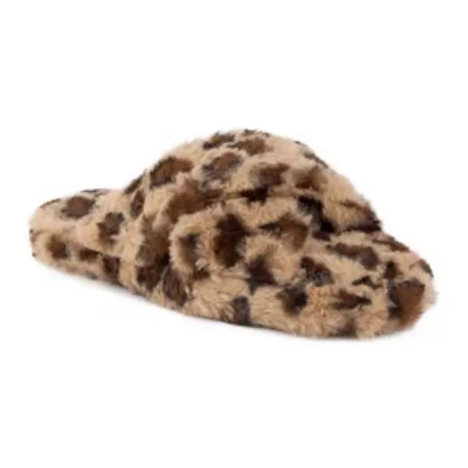 Women's CrissCross Flats Fuzzy Furry Slippers