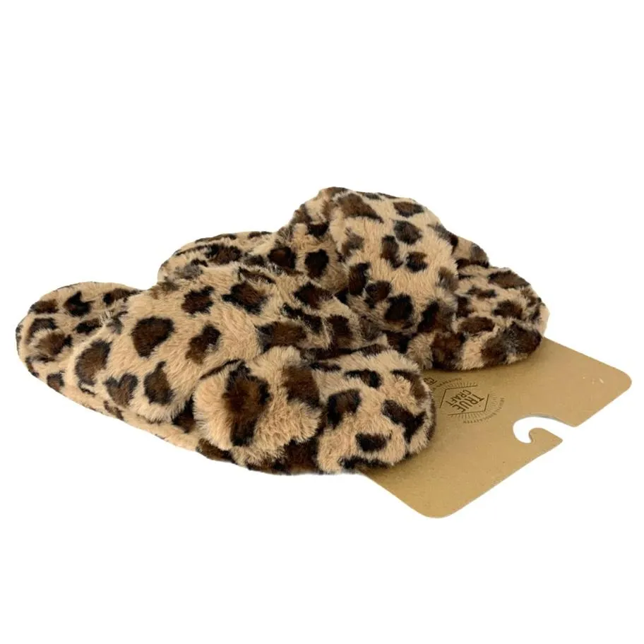 Women's CrissCross Flats Fuzzy Furry Slippers