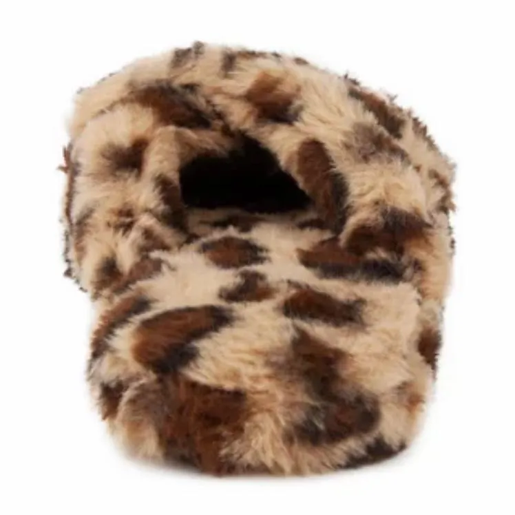 Women's CrissCross Flats Fuzzy Furry Slippers
