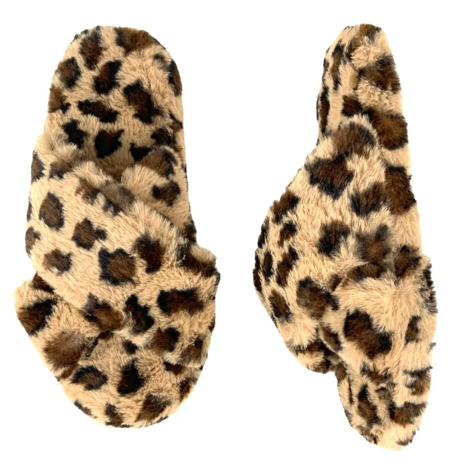 Women's CrissCross Flats Fuzzy Furry Slippers