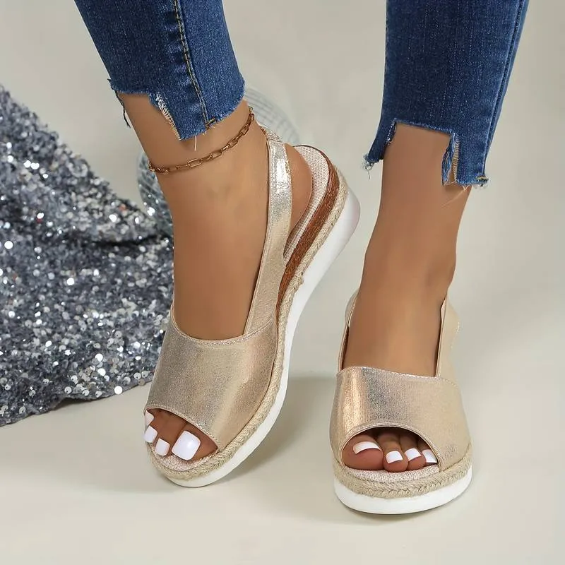 Women's Slip-on Ankle Strap Wedge Sandals