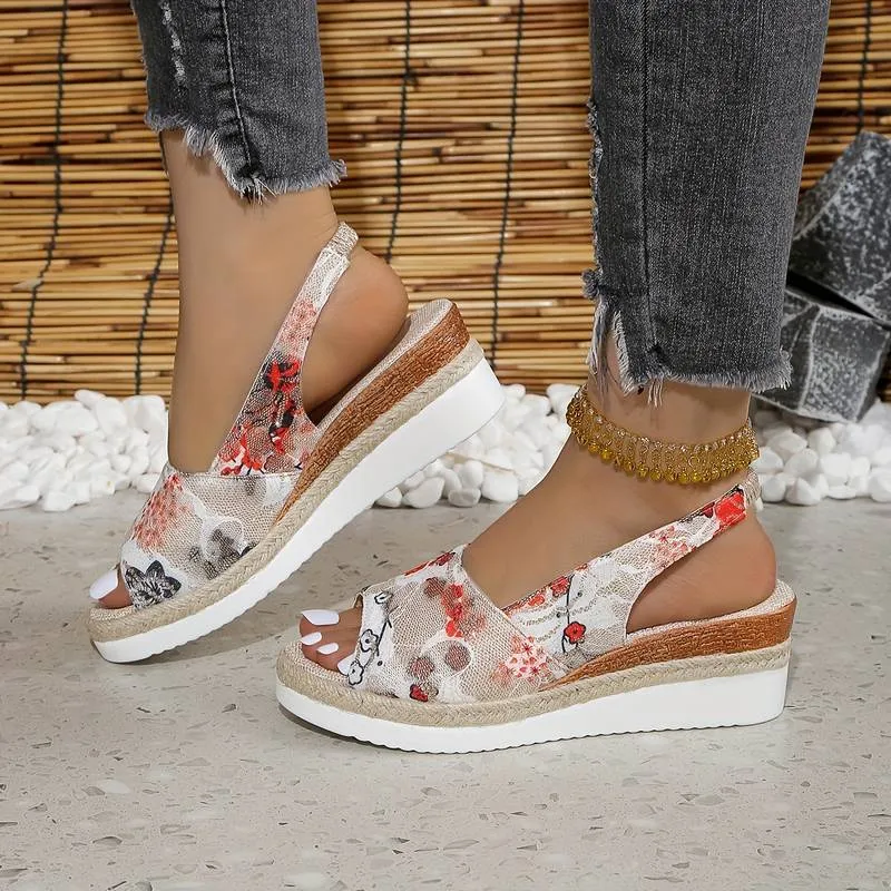 Women's Slip-on Ankle Strap Wedge Sandals